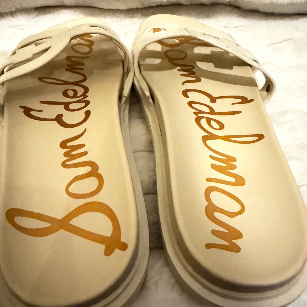 Sam Edelman Cream Slide Sandals - Picture 3 of 6